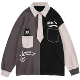 Retro 90s Pocket Cat Graphic Collar Shirt